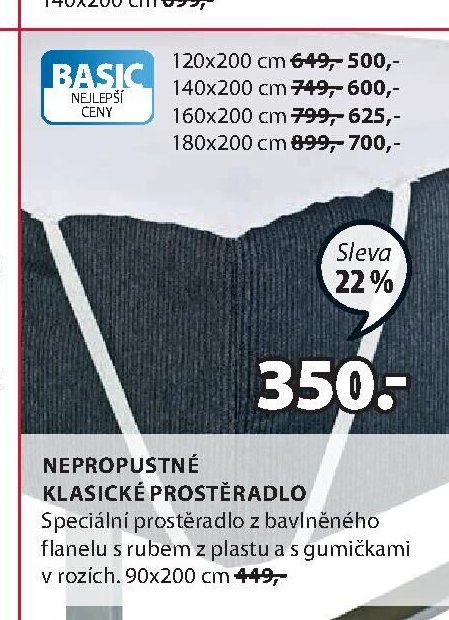 Nepropustné klasické prostěradlo