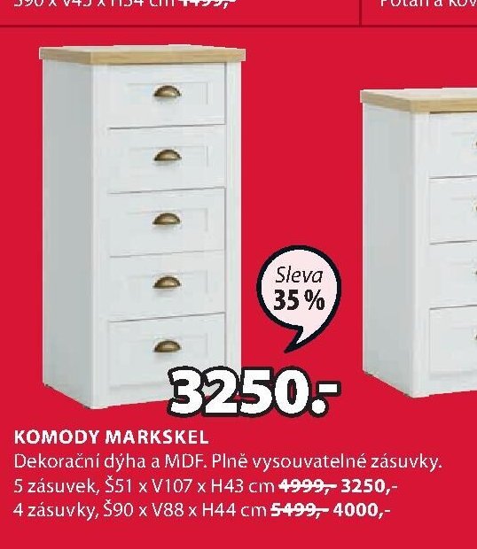Komody MARKSKEL (5 zásuvek)
