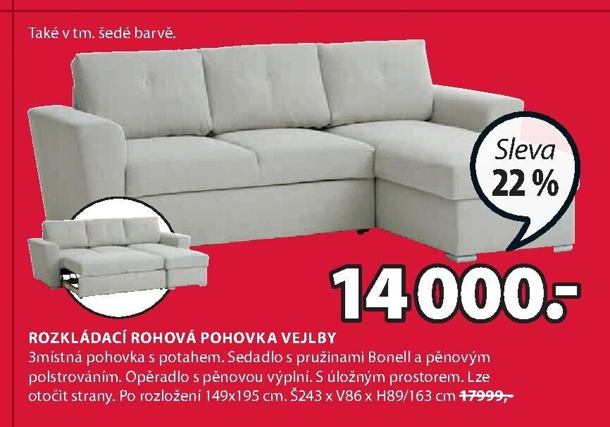 ROZKLÁDACÍ ROHOVÁ POHOVKA VEJLBY