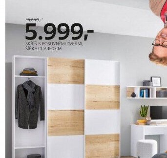 Skříň s posuvnými dveřmi, šířka cca 150 cm