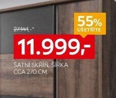 Šatní skříň, šířka cca 270 cm