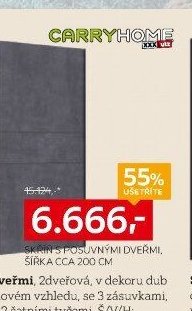 Skříň s posuvnými dveřmi, šířka cca 200 cm