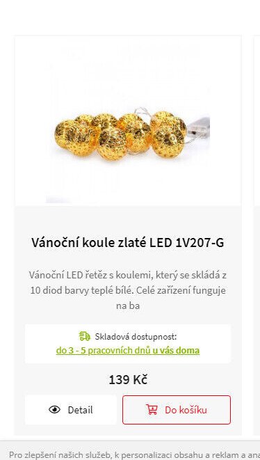 Vánoční koule zlaté LED 1V207-G