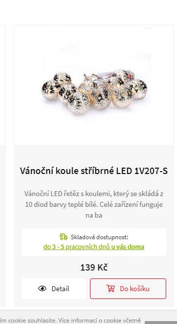 Vánoční koule stříbrné LED 1V207-S