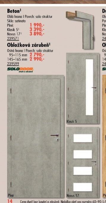 Beton - interiérové dveře a obložková zárubeň