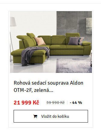 Rohová sedací souprava Aldon OTM-2F, zelená...