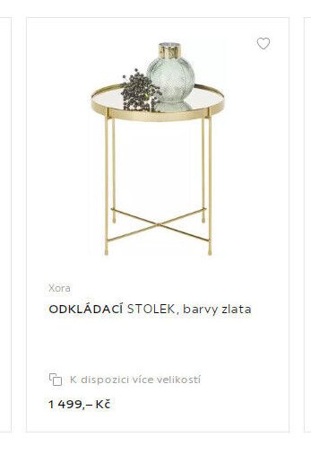 Xora ODKLÁDACÍ STOLEK, barvy zlata