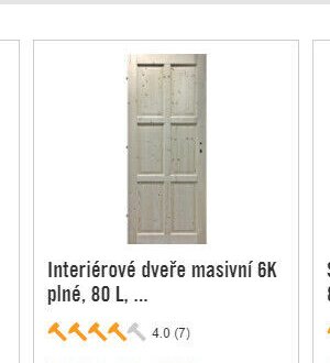 Interiérové dveře masivní 6K plné, 80 L