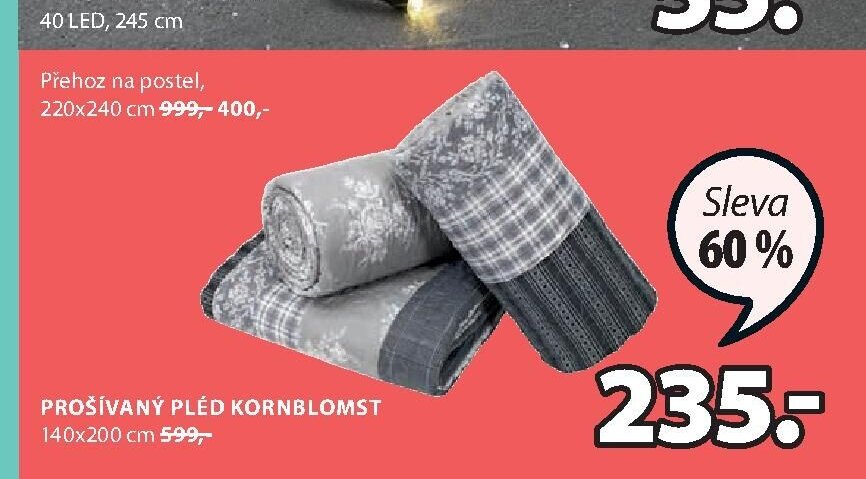 PROŠÍVANÝ PLÉD KORNBLOMST