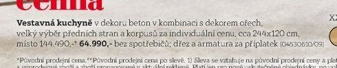 Vestavná kuchyně v dekoru beton v kombinaci s dekorem ořech