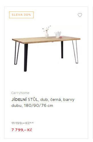Carryhome JÍDELNÍ STŮL, dub, černá, barvy dubu, 180/90/76 cm