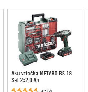 Aku vrtačka METABO BS 18 Set 2x2,0 Ah