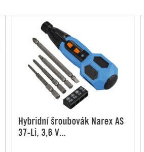 Hybridní šroubovák Narex AS 37-Li, 3,6 V