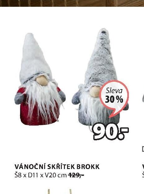 Vánoční skřítek Brokk Š8 x D11 x V20 cm