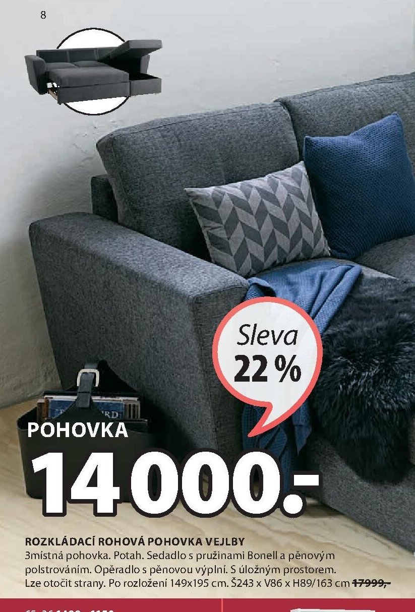 Rozkládací rohová pohovka VEJLBY