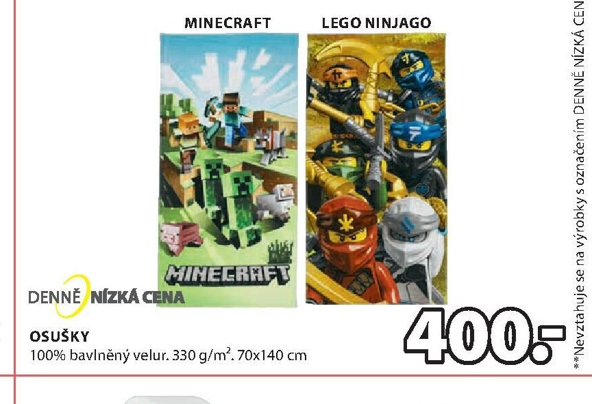 Osušky MINECRAFT, LEGO NINJAGO