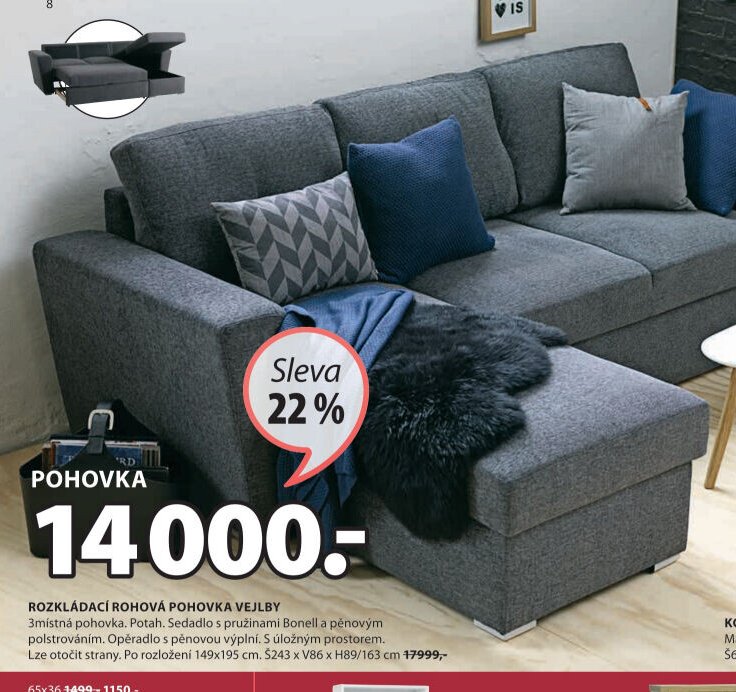ROZKLÁDACÍ ROHOVÁ POHOVKA VEJLBY