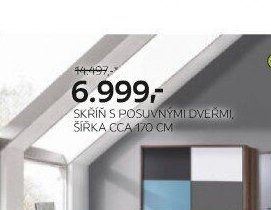 Skříň s posuvnými dveřmi, šířka cca 170 cm