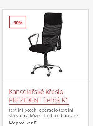 Kancelářské křeslo PREZIDENT černá K1