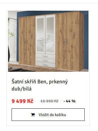 Šatní skříň Ben, prkenný dub/bílá
