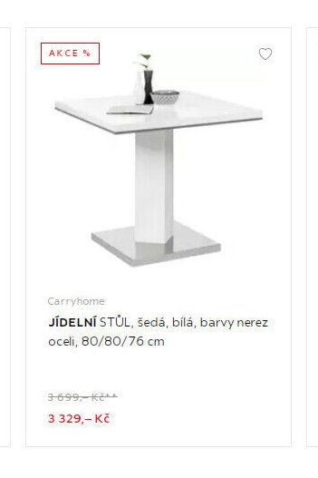 JÍDELNÍ STŮL, šedá, bílá, barvy nerez oceli, 80/80/76 cm