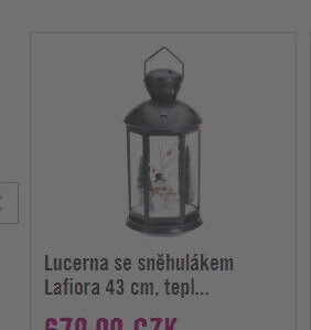 Lucerna se sněhulákem Lafiora 43 cm, tepl...