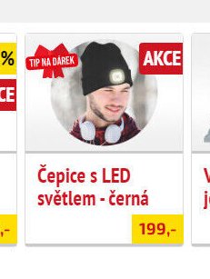 Čepice s LED světlem - černá