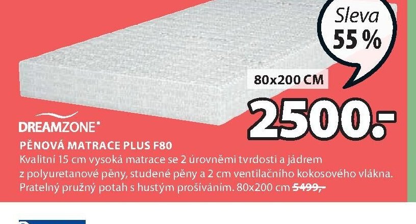 PĚNOVÁ MATRACE PLUS F80