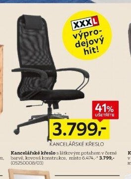 Kancelářské křeslo s látkovým potahem v černé barvě, kovová konstrukce