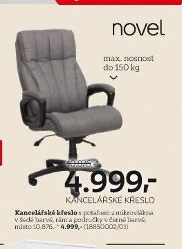 Kancelářské křeslo s potahem z mikrovlákna v šedé barvě, rám a područky v černé barvě