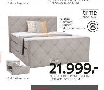 11 POSTEL BOXSPRING, PLOCHA LŮŽKA CCA 180X200 CM