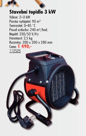 Stavební topidlo 3 kW