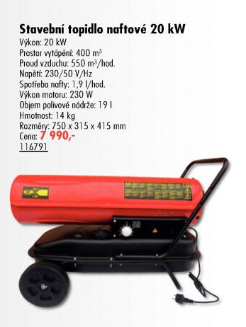 Stavební topidlo naftové 20 kW