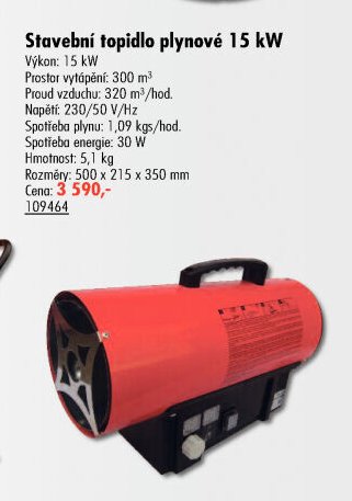 Stavební topidlo plynové 15 kW