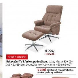 Relaxační TV křeslo s podnožkou
