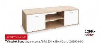 TV stolek Star, dub sonoma / bílá, 134x45x40 cm, 1003904-00