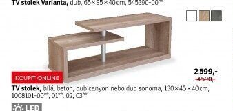 TV stolek, bílá, beton, dub canyon nebo dub sonoma, 130x45x40 cm, 1008101-00, 01, 02, 03