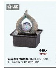 Pokojová fontána, 16x13x21,5 cm, LED osvětlení