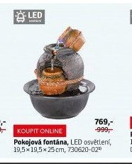 Pokojová fontána, LED osvětlení, 19,5x19,5x25 cm