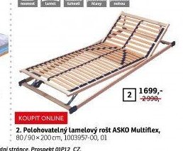 2. Polohovatelný lamelový rošt ASKO Multiflex