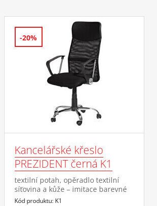 Kancelářské křeslo PREZIDENT černá K1