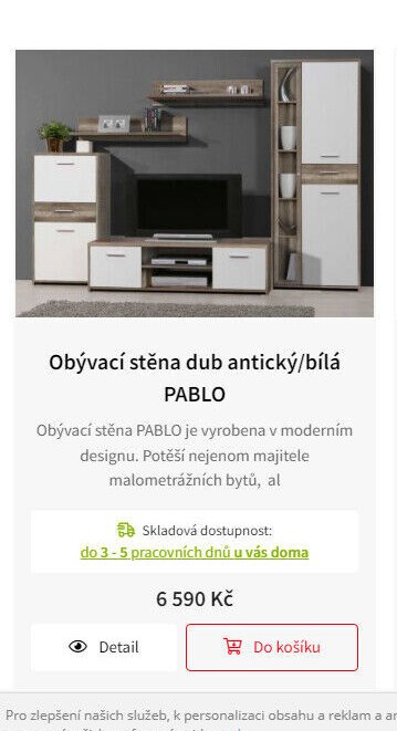 Obývací stěna dub antický/bílá PABLO