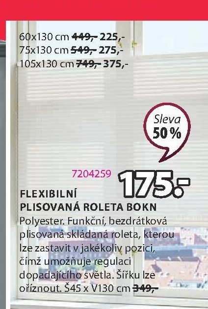 Flexibilní plisovaná roleta Bokn