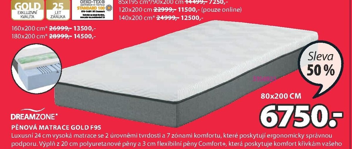 PĚNOVÁ MATRACE GOLD F95