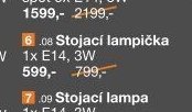 LED spotová série stojací lampička 1x E14