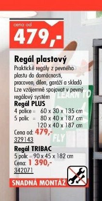 Regál plastový Regál PLUS a Regál TRIBAC