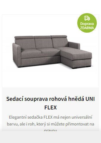 Sedací souprava rohová hnědá UNI FLEX