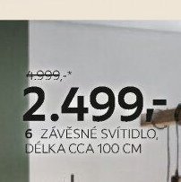 ZÁVĚSNÉ SVÍTIDLO, DÉLKA CCA 100 CM