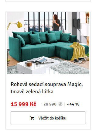 Rohová sedací souprava Magic, tmavě zelená látka