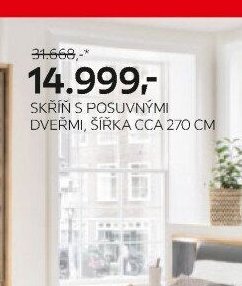 Skříň s posuvnými dveřmi, šířka cca 270 cm